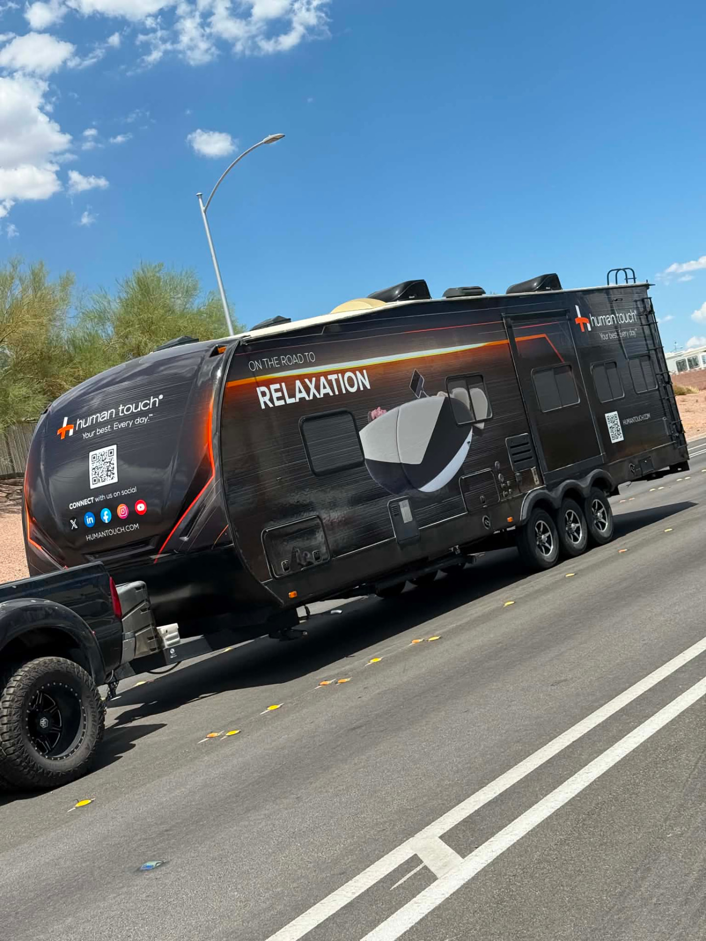 Side view showing the RV's full exterior wrap area